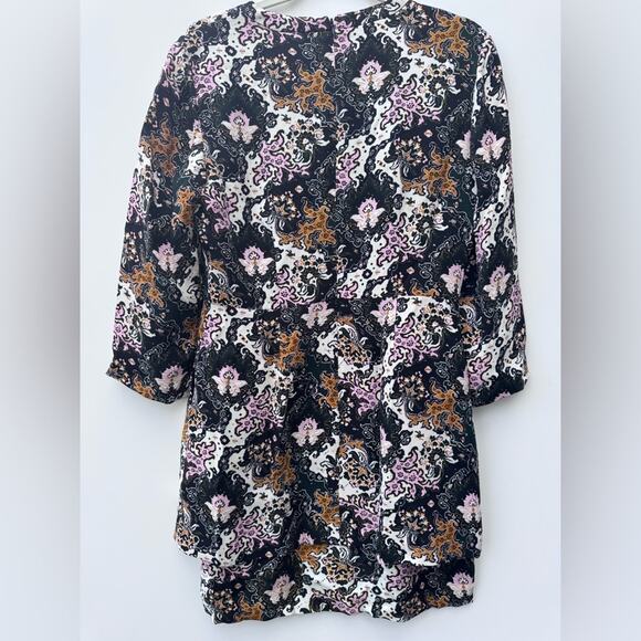 A.L.C. Tordi Abstract Floral Pleat 100% Silk Crepe Mini Dress Size 10 Tiered - Picture 11 of 13